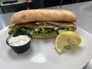 Fish sandwich from Hereford and Hops in Escanaba, Michigan